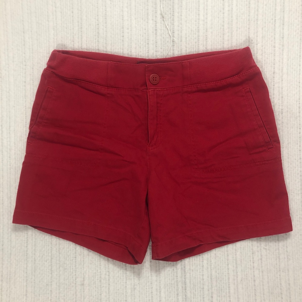 Tommy Hilfiger Womens Red Utility Shorts Medium Ribbed Waist Stretch Cotton